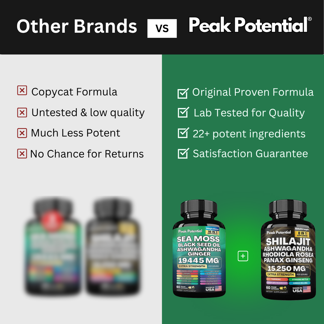 Sea Moss and Shilajit comparison chart